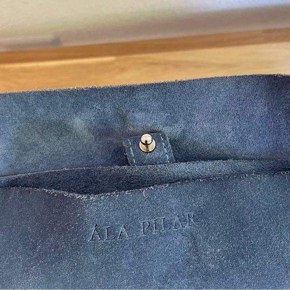 Ala Pilar Blue Suede Leather Tote Large - Picture 15 of 16